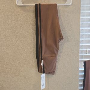 Ladies Rust Color Active Leggings with Black Side Stripe